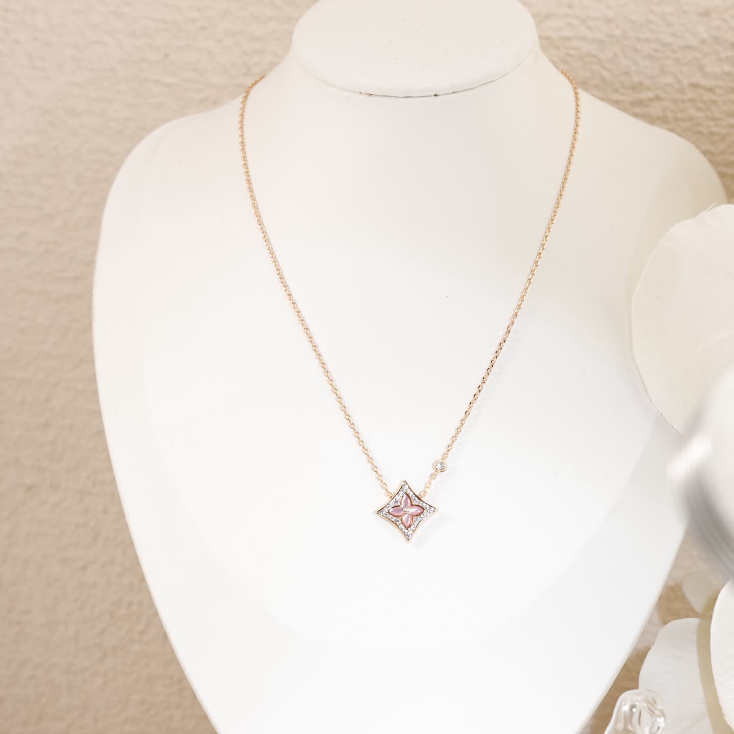 Louis Vuitton Pink Flower Diamond Necklace
